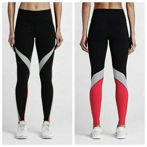 Nike Dri-Fit Legendary Fabric Twist Athletic Leggings Veneer Black Crimson Red S